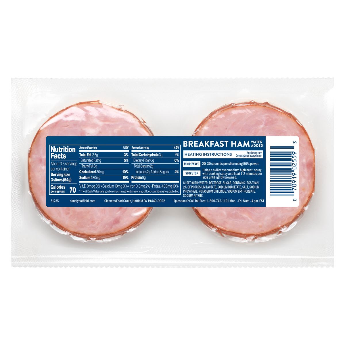slide 2 of 2, Hatfield Breakfast Ham, 6.40 oz