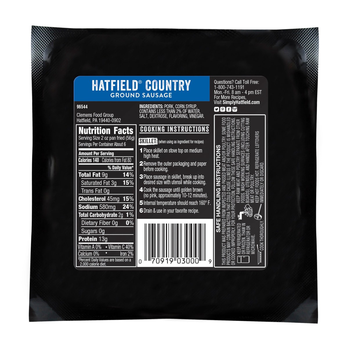 slide 3 of 5, Hatfield Frozen Country Pork Sausage, 16 oz