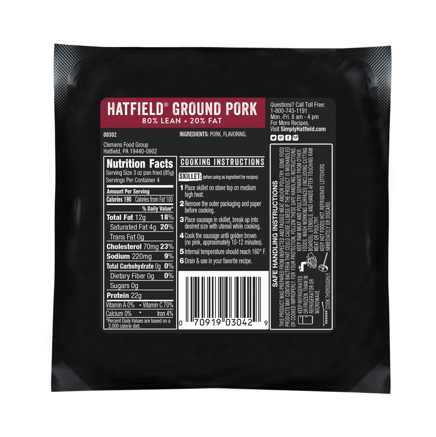 slide 2 of 2, Hatfield Frozen Ground Pork Brick, 16 oz, 16 oz