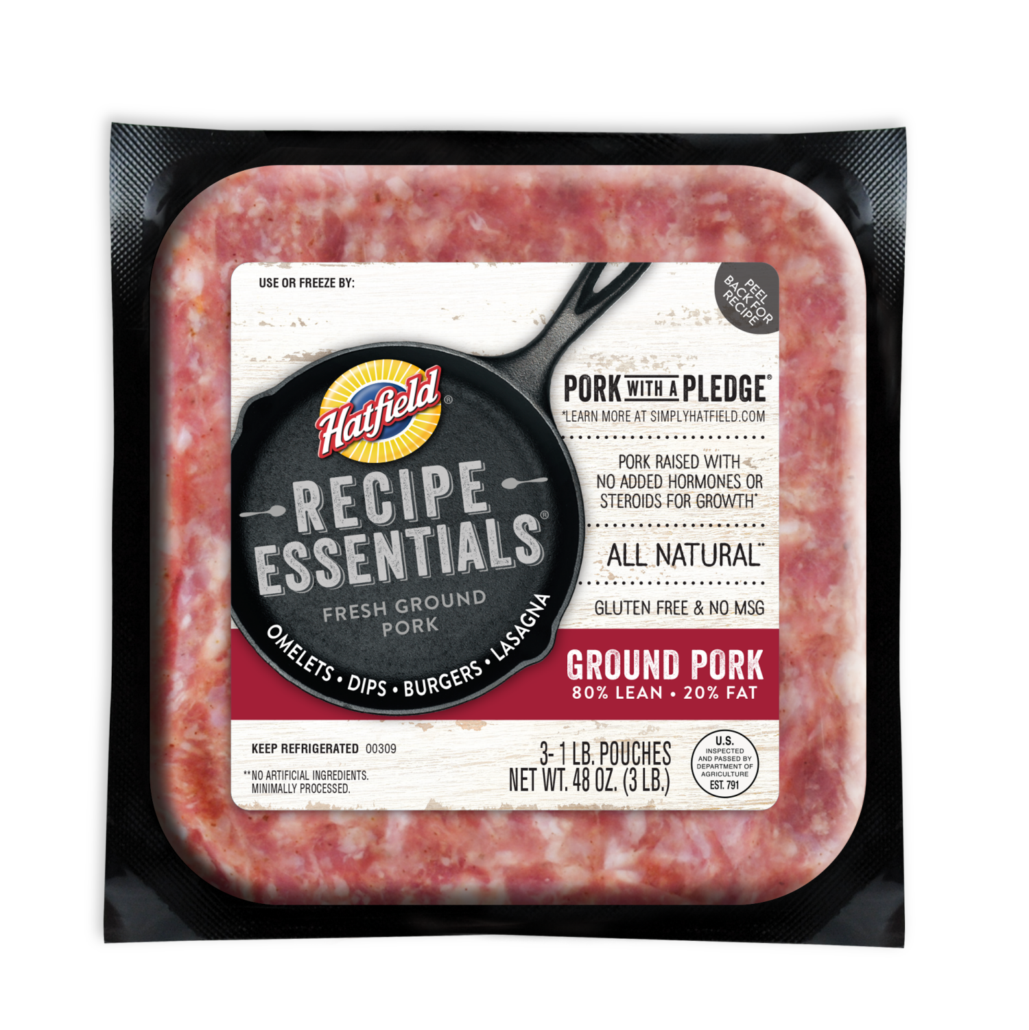 slide 1 of 2, Hatfield Frozen Ground Pork Brick, 16 oz, 16 oz