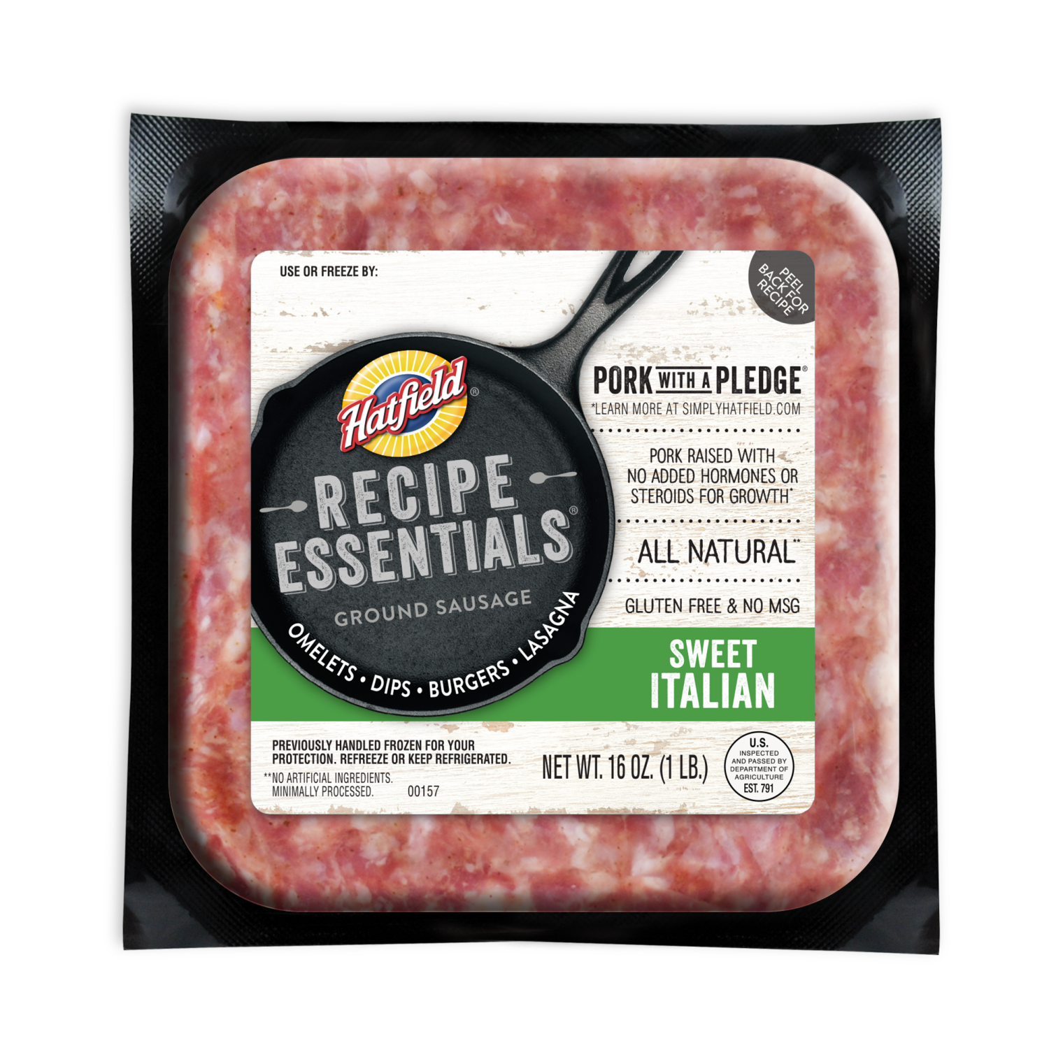slide 1 of 2, Hatfield Recipe Essentials Sweet Italian Ground Sausage 16 oz, 16 oz