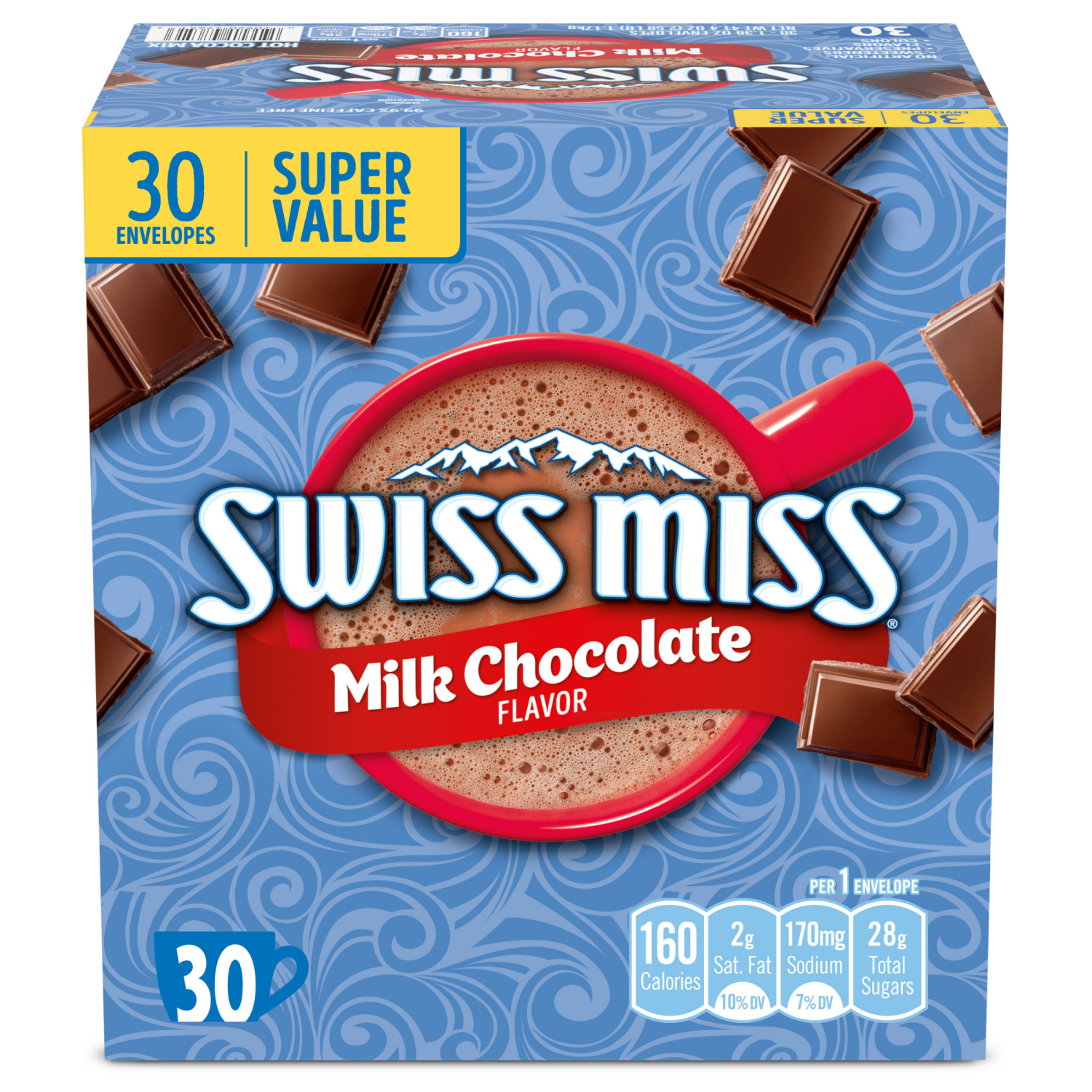 slide 1 of 4, Swiss Miss Milk Chocolate Flavored Hot Cocoa Mix, 30 Count Hot Cocoa Mix Packets, 30 ct