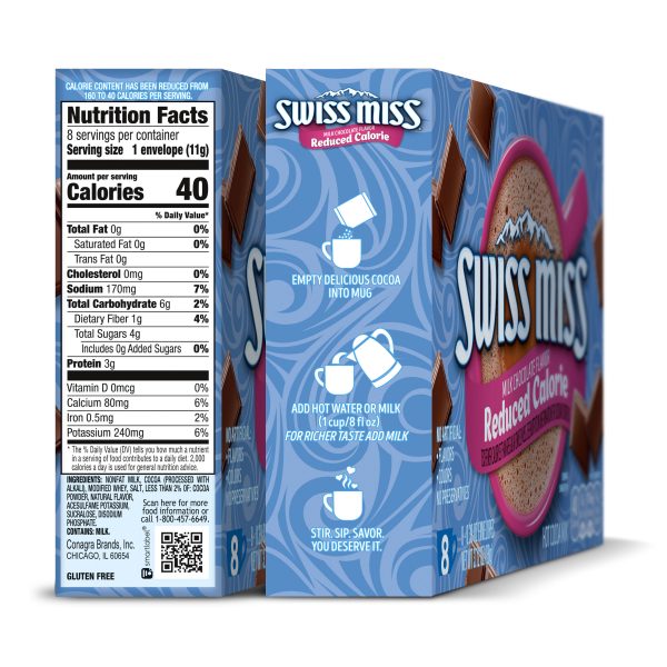 slide 23 of 25, Swiss Miss Reduced Calorie Milk Chocolate Flavored Hot Cocoa Mix, 8 Count Hot Cocoa Mix Packets, 8 ct; 0.39 oz