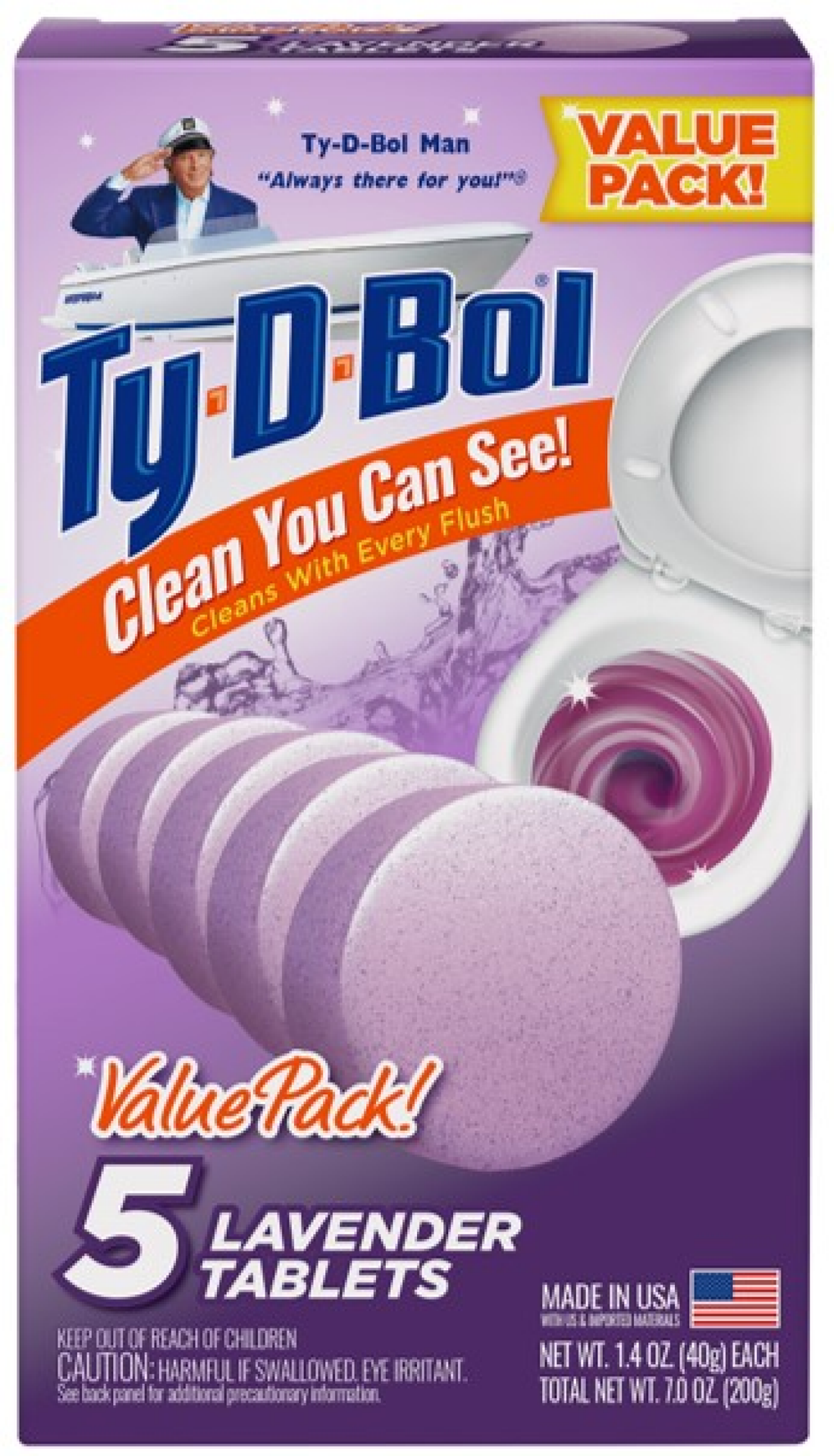 slide 1 of 1, Ty-D-Bol Lavender Tablets Value Pack 5 - 1.4 oz Tablets, 5 ct