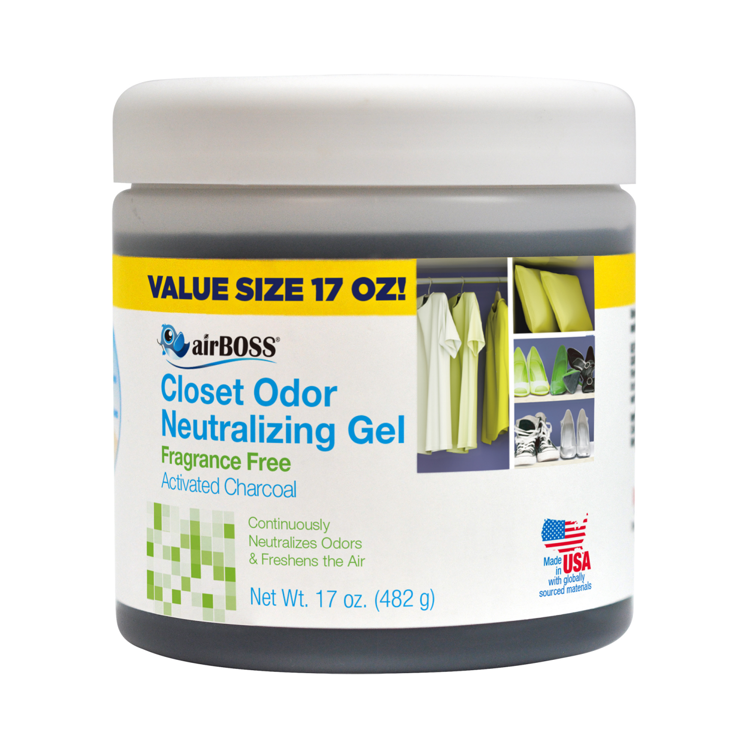 slide 1 of 1, airBoss Closet Fragrance Free Odor Neutralizer 14 oz, 14 oz