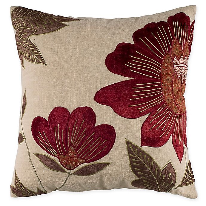 slide 1 of 1, Rizzy Home Indoor/Outdoor Floral Square Throw Pillow - Beige/Red, 1 ct