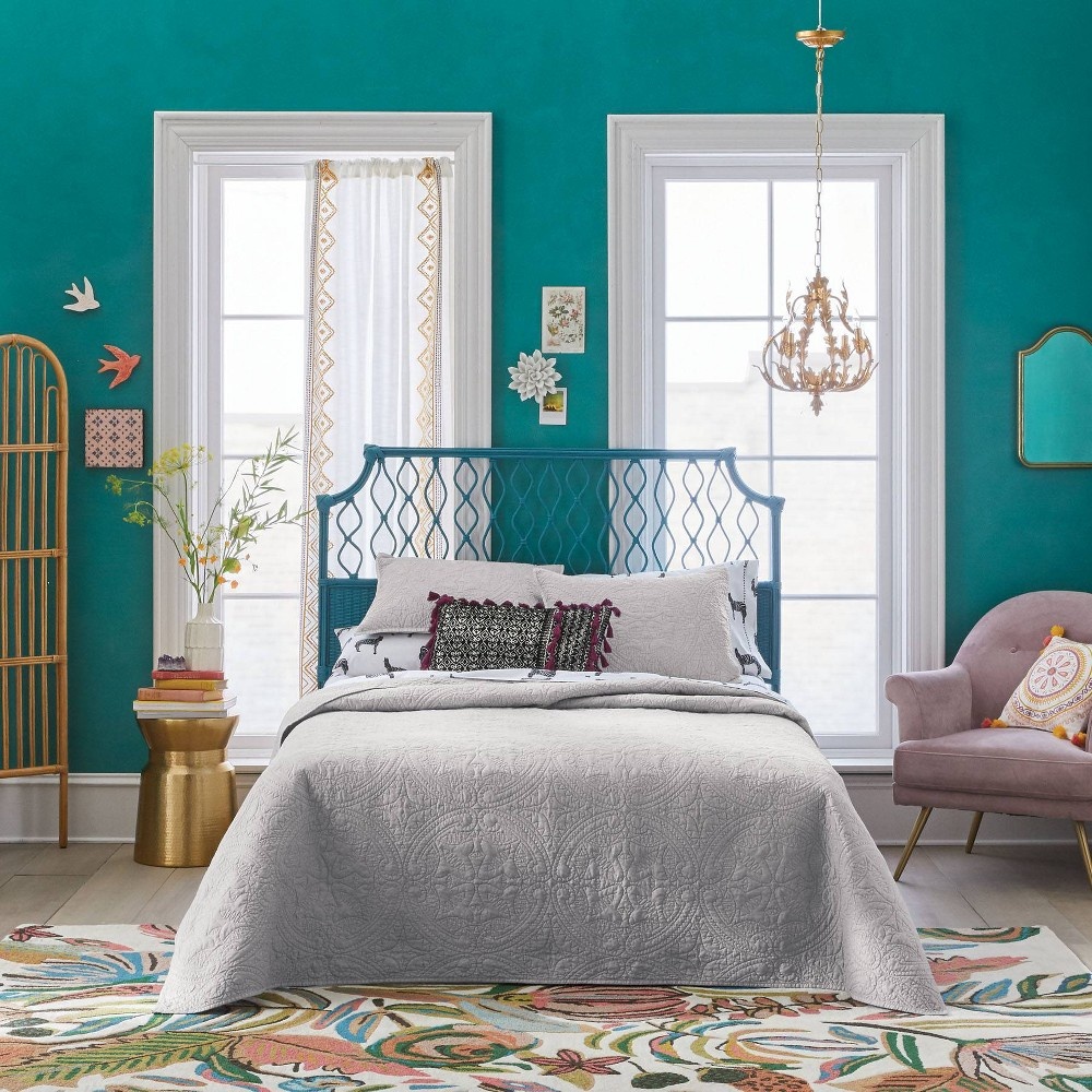 slide 6 of 6, Full/Queen Medallion Stitch Quilt Gray - Opalhouse, 1 ct