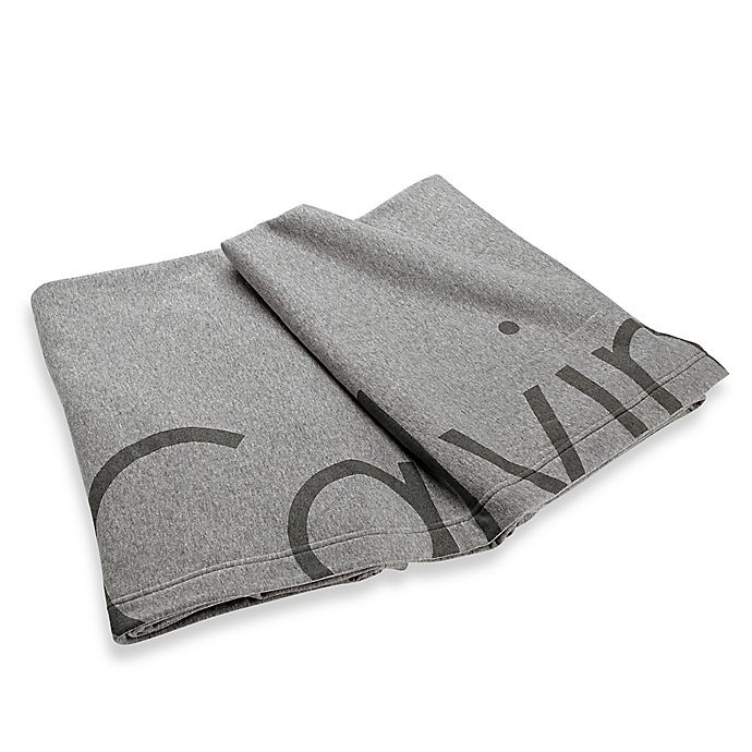 slide 1 of 2, Calvin Klein Modern Cotton Cropped Logo Throw Blanket - Grey, 1 ct