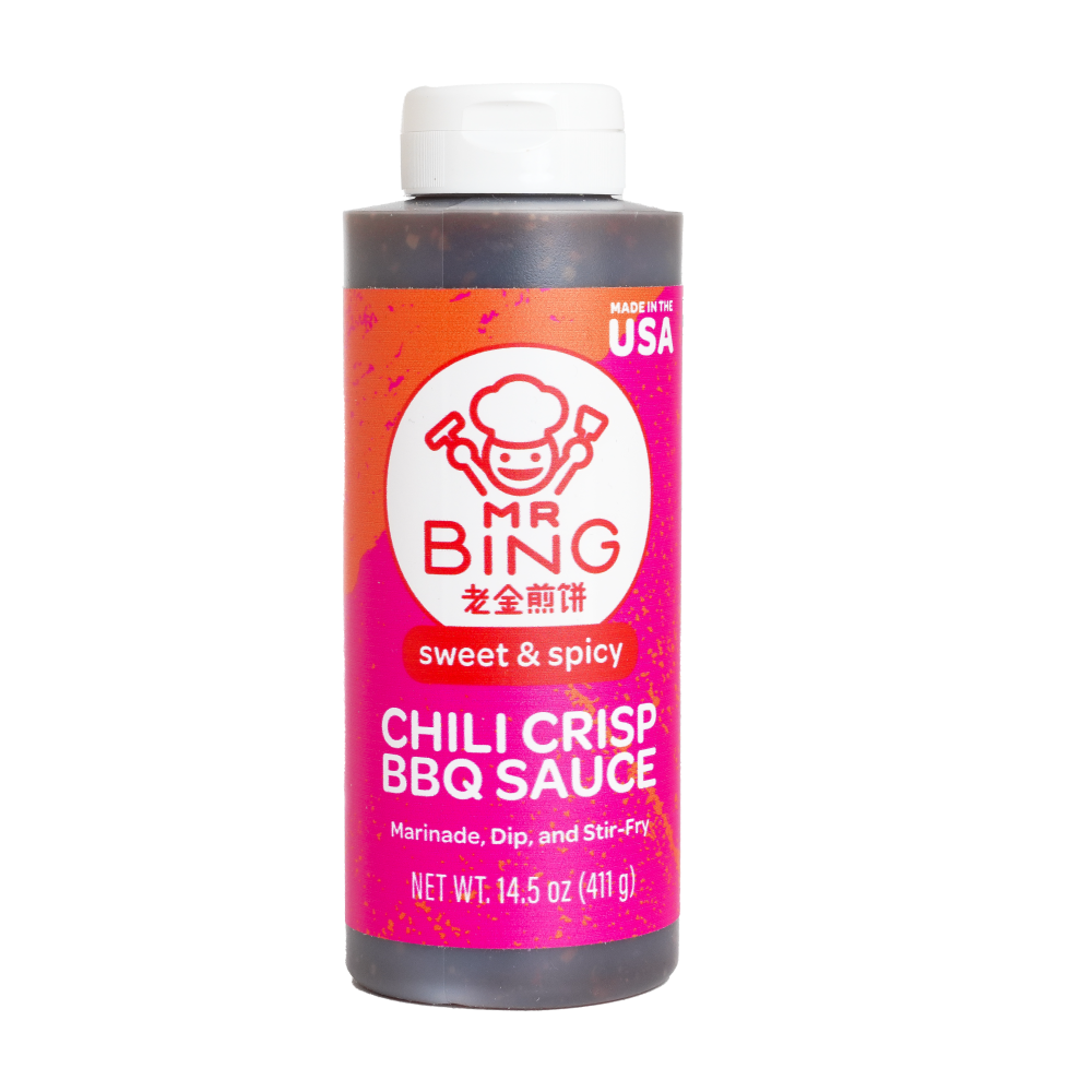 slide 2 of 3, Mr Bing Sweet & Spicy Chili Crisp BBQ Sauce, 14.5 oz