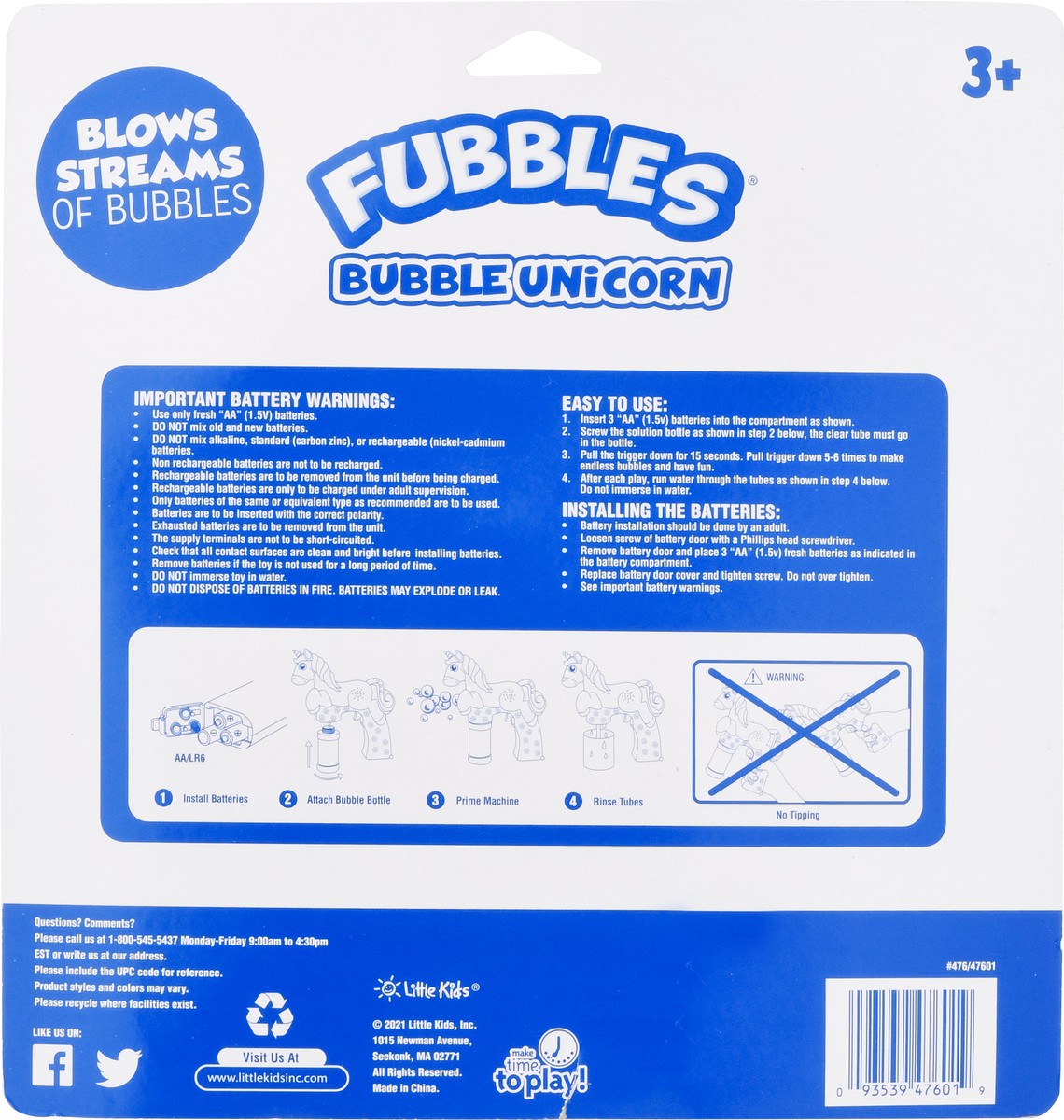 slide 4 of 8, Fubbles Toy Bubble Unicorn 1 ea, 1 ct