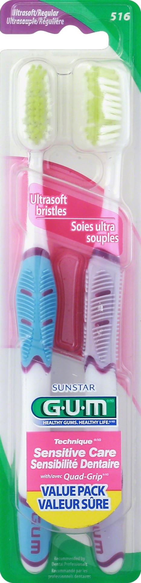 slide 1 of 1, Gum Sensitive Toothbrush, 2 ct