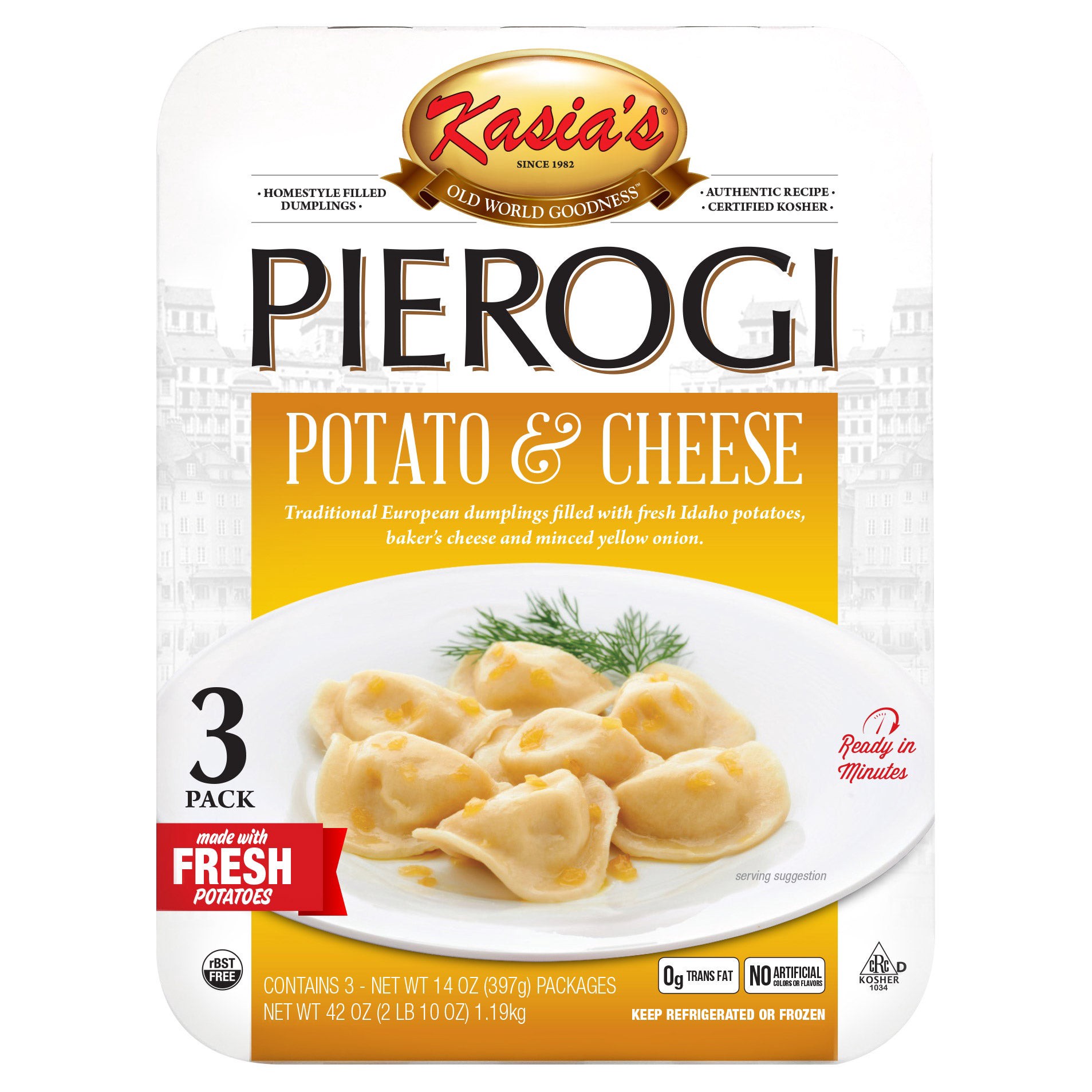 slide 1 of 2, Kasia's Pierogi Potato & Cheese, 14 oz, 3 count, 