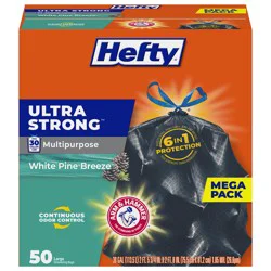 Hefty Ultra Strong Multipurpose Trash Bags, White Pine Breeze Scent, 30 Gallon, 50 count