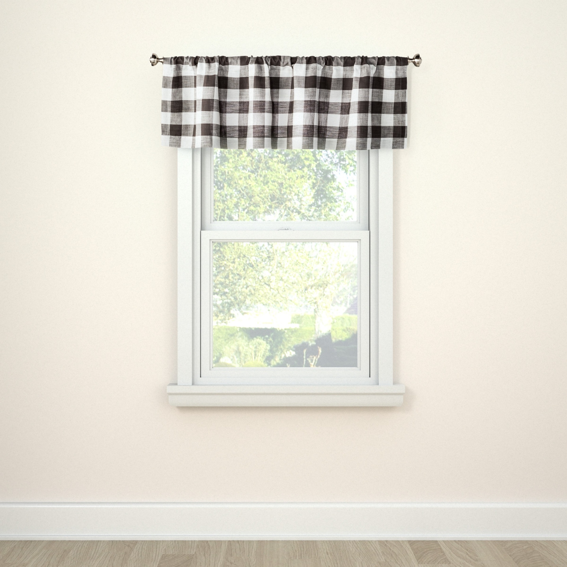 slide 1 of 3, 1pc 54"x15" Light Filtering Gingham Window Valance Gray/White - Threshold, 1 ct