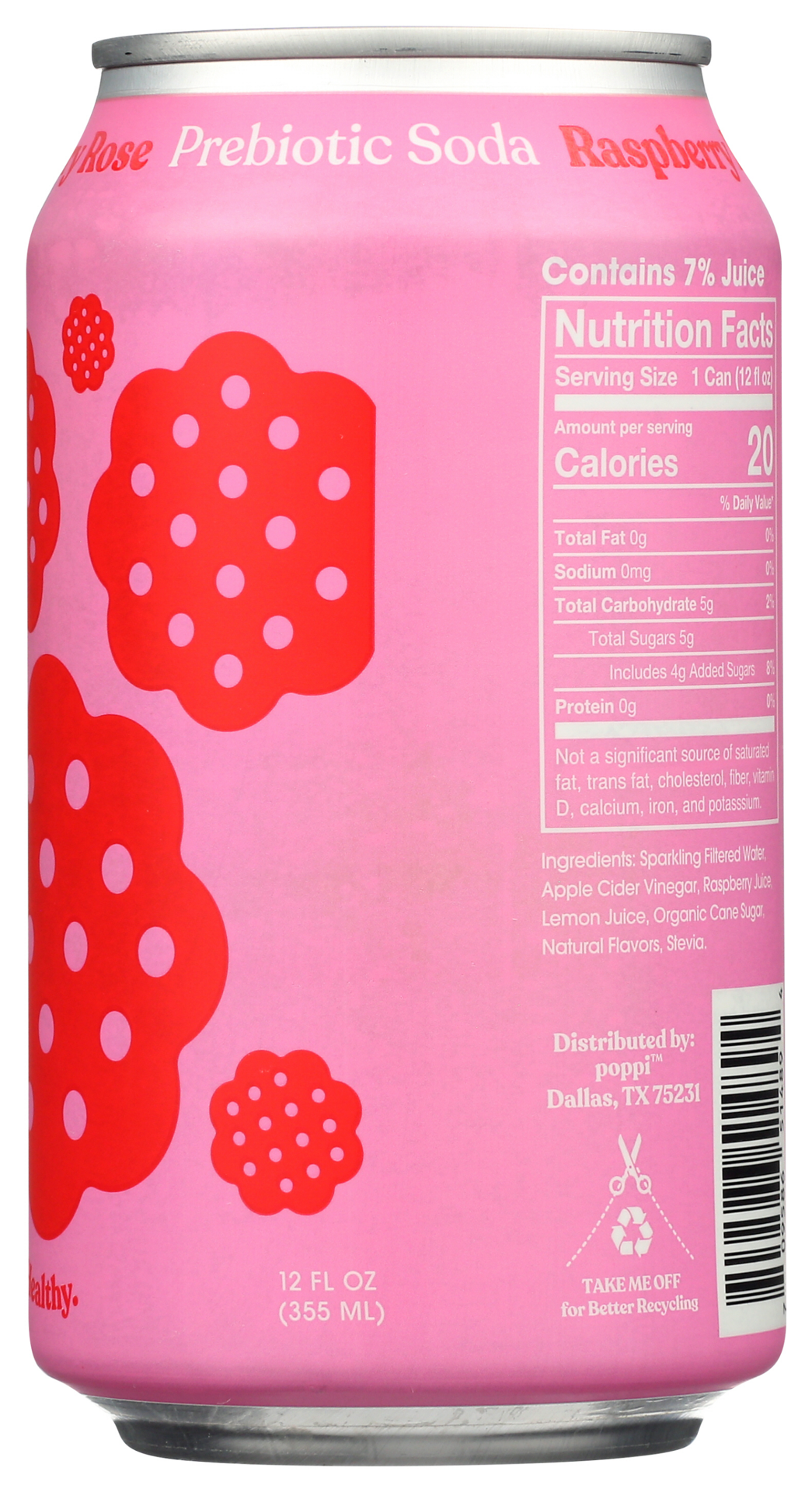 slide 3 of 3, Poppi Raspberry Rose Prebiotic Soda Can, 12 fl oz