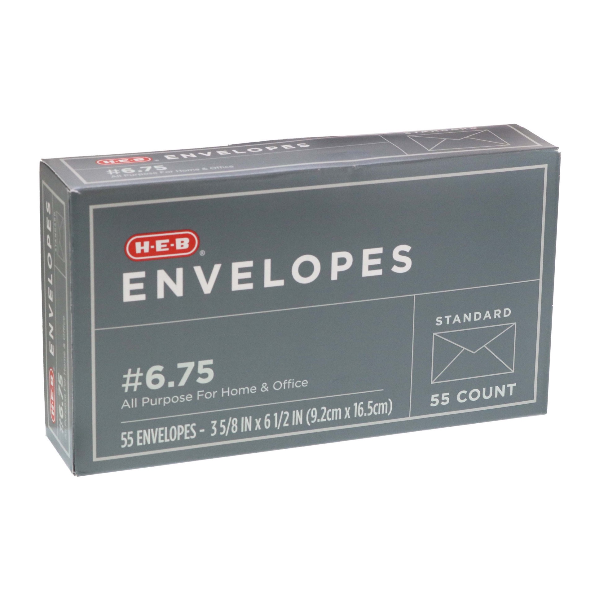 slide 1 of 1, H-E-B #6.75 Standard Envelopes, 55 ct