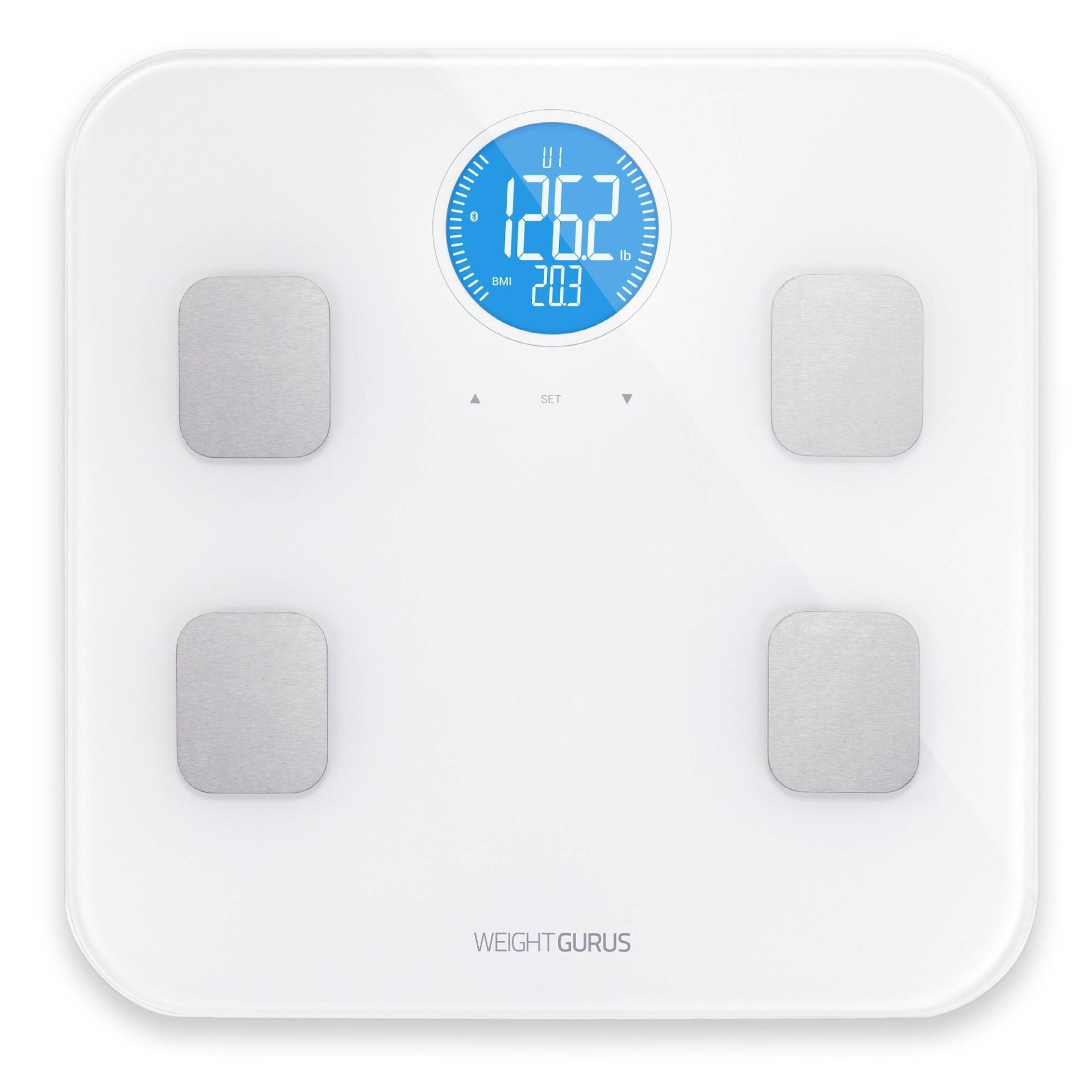 slide 1 of 5, Bluetooth Body Composition Scale White - Weight Gurus, 1 ct