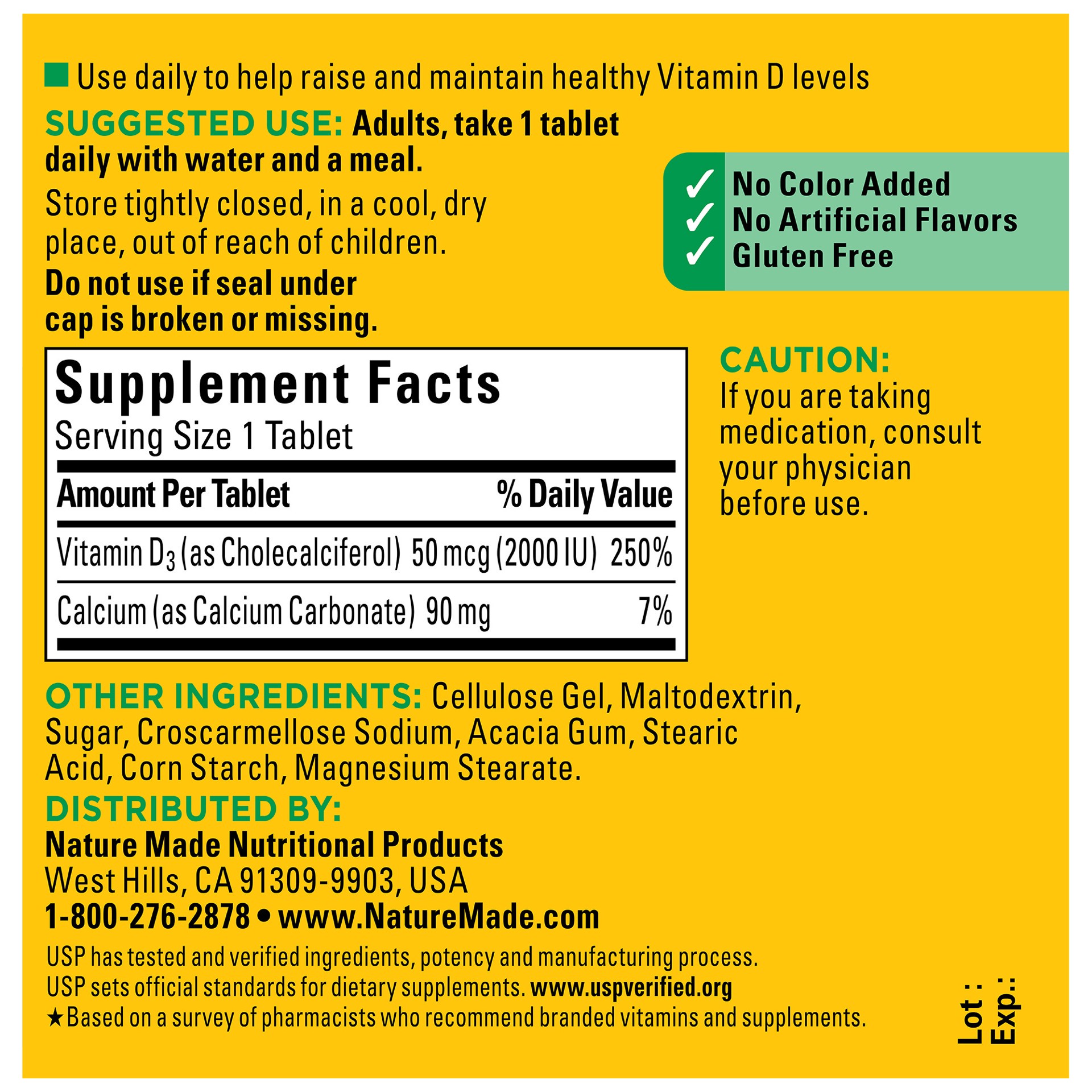 slide 2 of 7, Nature Made Vitamin D3 2000 IU (50 mcg), Dietary Supplement for Bone, Teeth, Muscle and Immune Health Support, 125 Tablets, 125 Day Supply, 125 ct