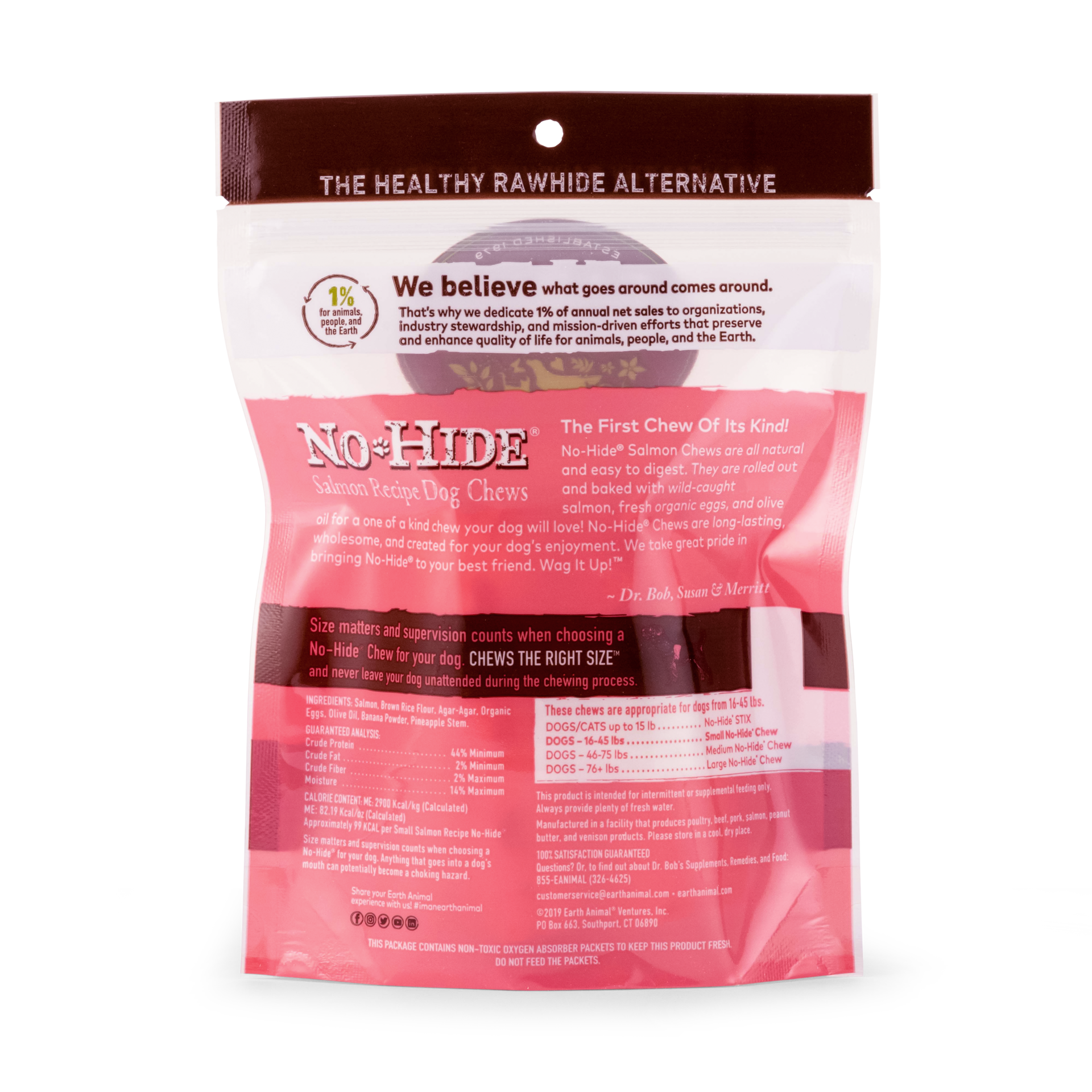 slide 4 of 5, Earth Animal No-Hide Wild-Caught Salmon Small Natural Rawhide Alternative Dog Chews, 2 Pack, 2.4 oz