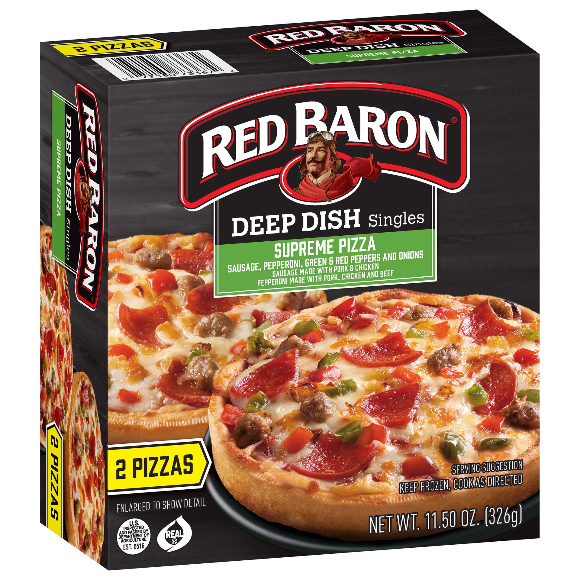 slide 5 of 5, Red Baron Deep Dish Singles Supreme Frozen Pizza - 11.5oz, 11.5 oz