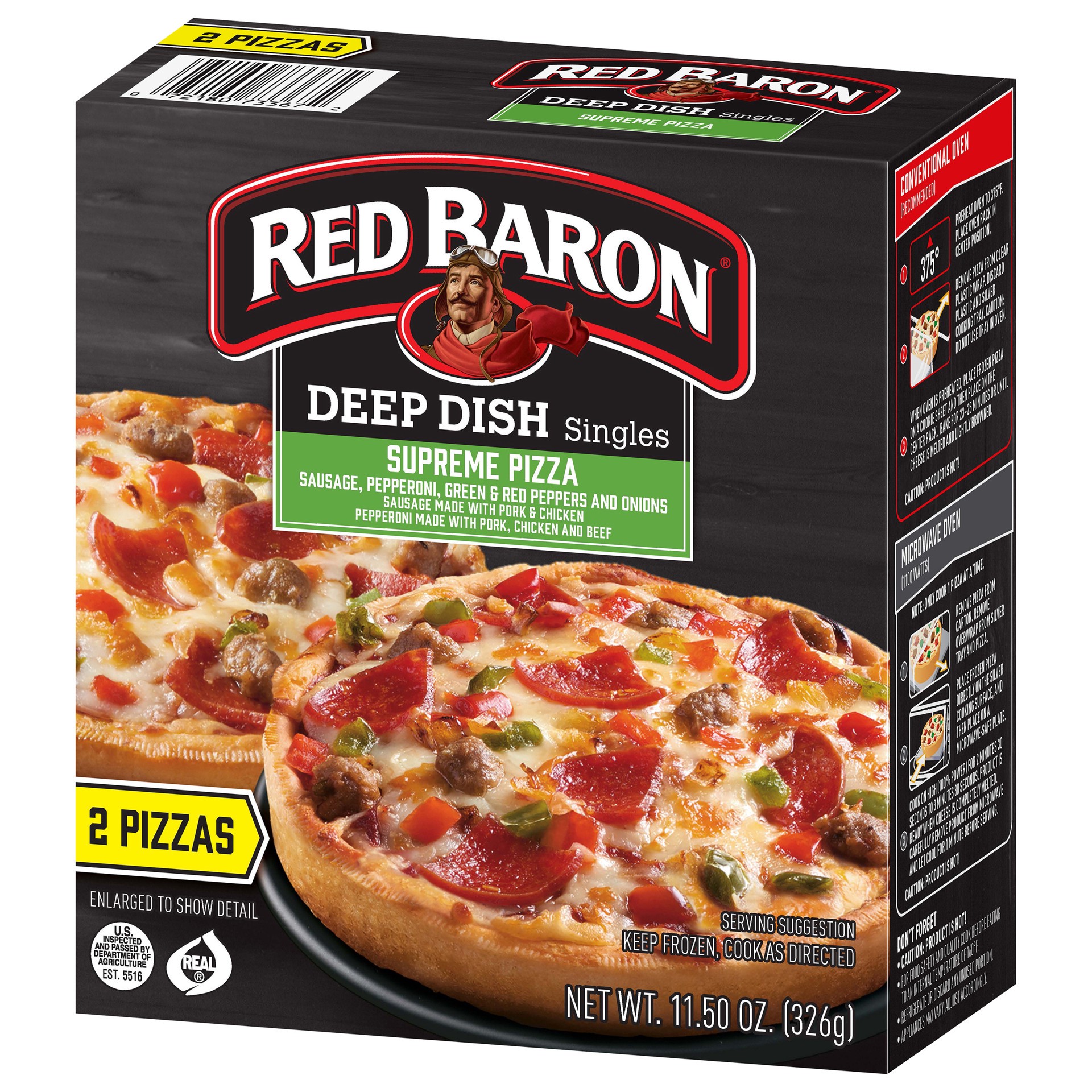 slide 3 of 5, Red Baron Deep Dish Singles Supreme Frozen Pizza - 11.5oz, 11.5 oz