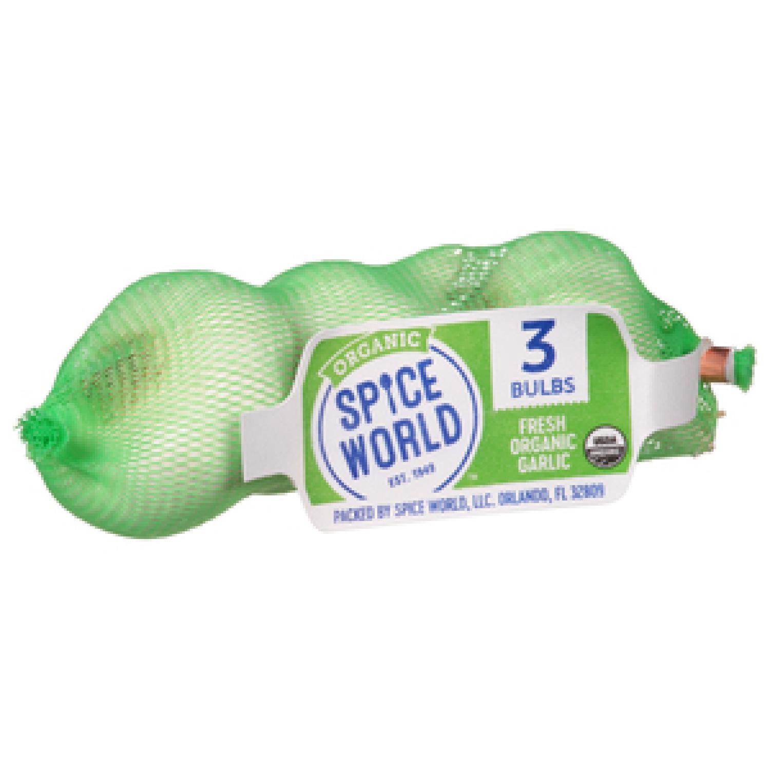 slide 1 of 1, SPICE WORLD Organic Garlic, 3 Bulb Sleeve, 3 ct