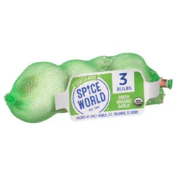SPICE WORLD Organic Garlic, 3 Bulb Sleeve