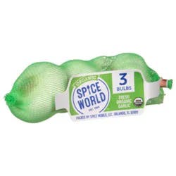 SPICE WORLD Organic Garlic, 3 Bulb Sleeve