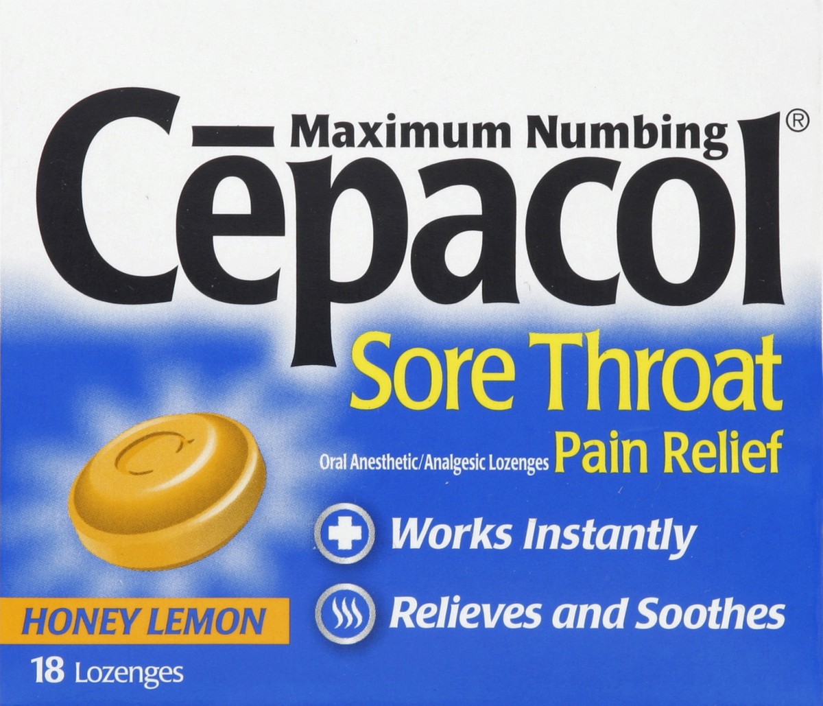 slide 3 of 5, Cepacol Sore Throat Maximum Numbing Lozenges Honey Lemon, 18 ct