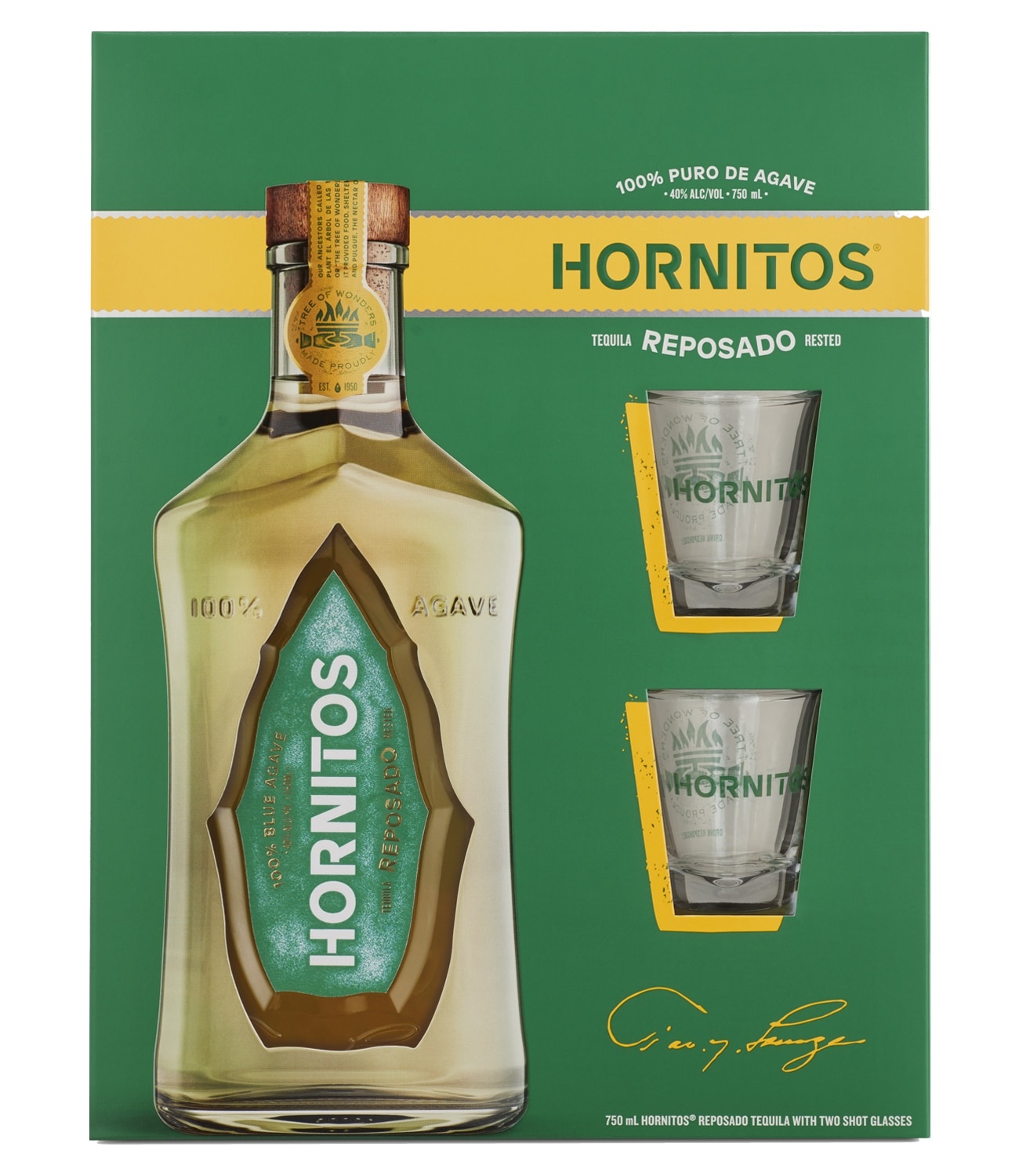 slide 1 of 1, Sauza Hornitos Repos Teq 750 w/Glasses, 750 ml