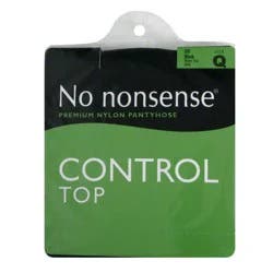 No Nonsense Control Top Premium Nylon Pantyhose Sheer Toe Off Black Size Q