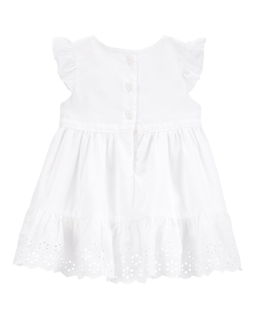 slide 4 of 4, Oshkosh Baby Textured Eyelet Dress White 9M, 1 ct