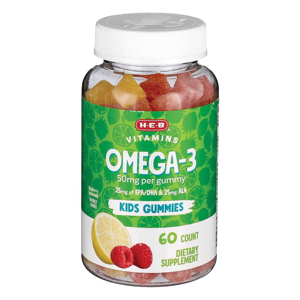 slide 1 of 1, H-E-B Kids Omega-3 Gummy Vitamins, 60 ct