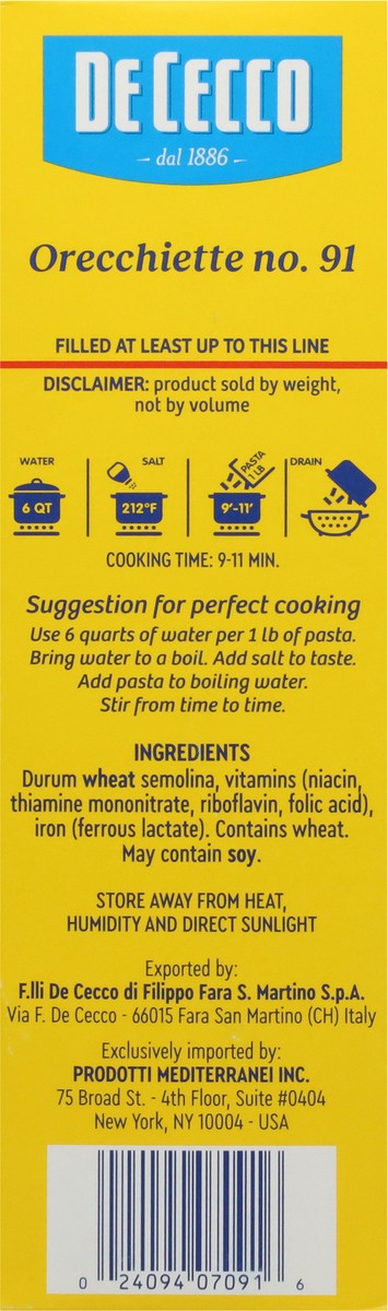 slide 9 of 9, De Cecco No. 91 Orecchiette 1 lb, 16 oz