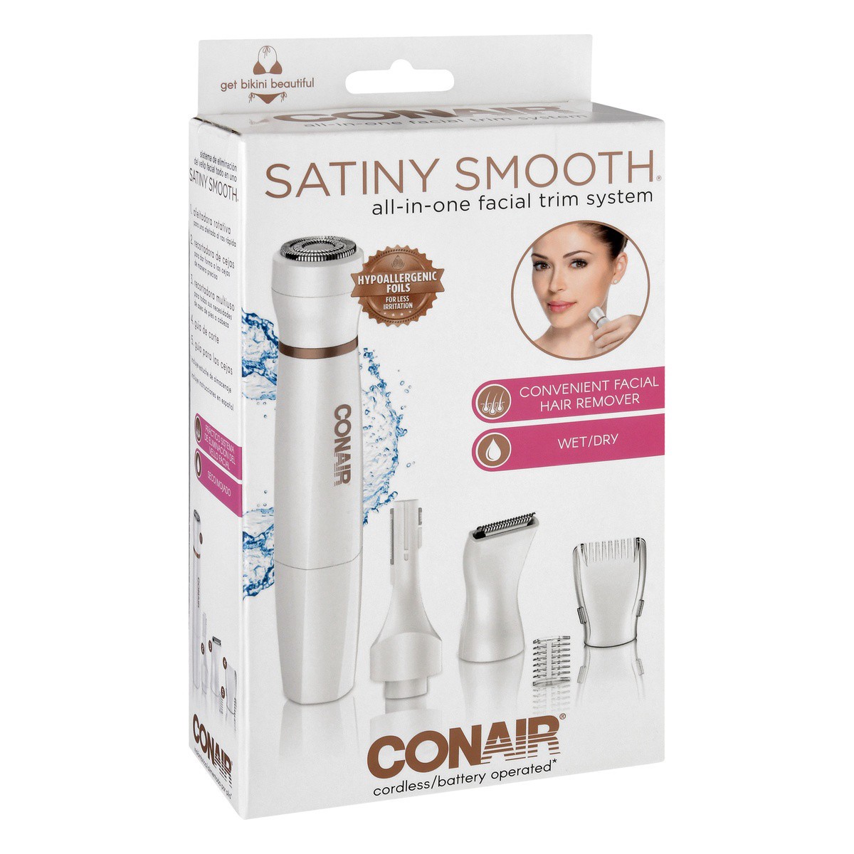 slide 2 of 9, Conair Satiny Smooth Facial Trim System All In One Wet/Dry - Each, 1 ct