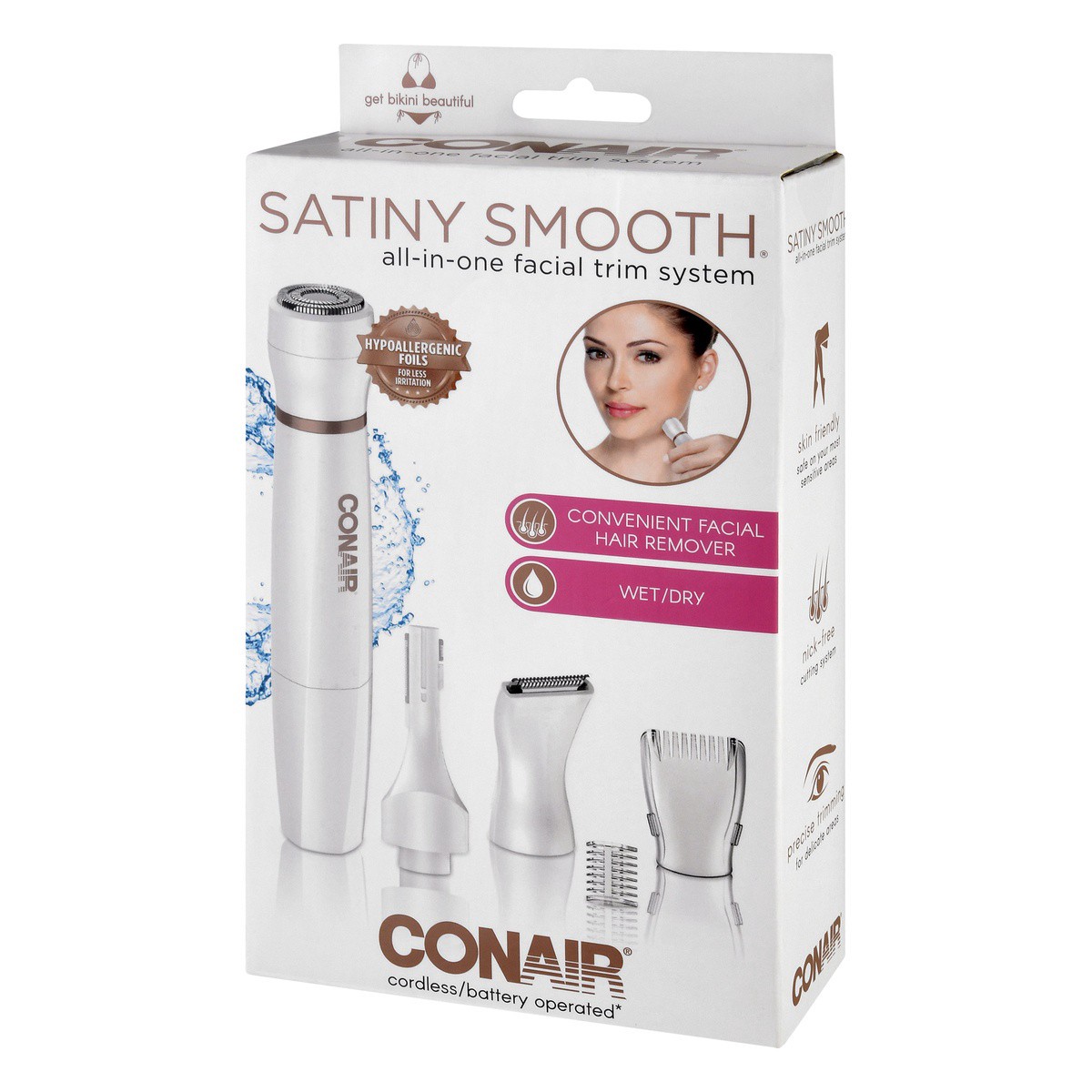 slide 3 of 9, Conair Satiny Smooth Facial Trim System All In One Wet/Dry - Each, 1 ct