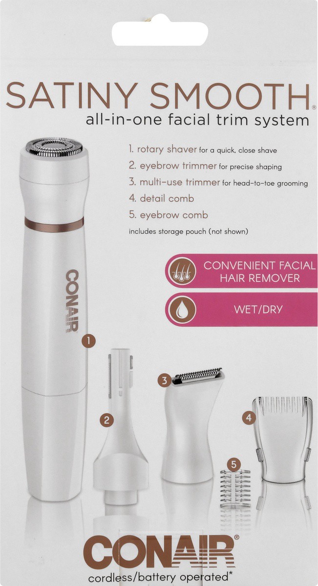 slide 4 of 9, Conair Satiny Smooth Facial Trim System All In One Wet/Dry - Each, 1 ct