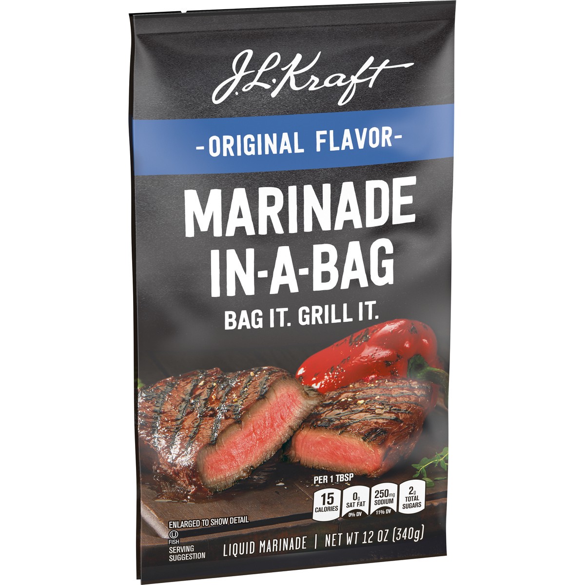 slide 9 of 9, Kraft J.L. Kraft Marinade-In-A-Bag Original Flavor Liquid Marinade, 12 oz Bag, 12 oz