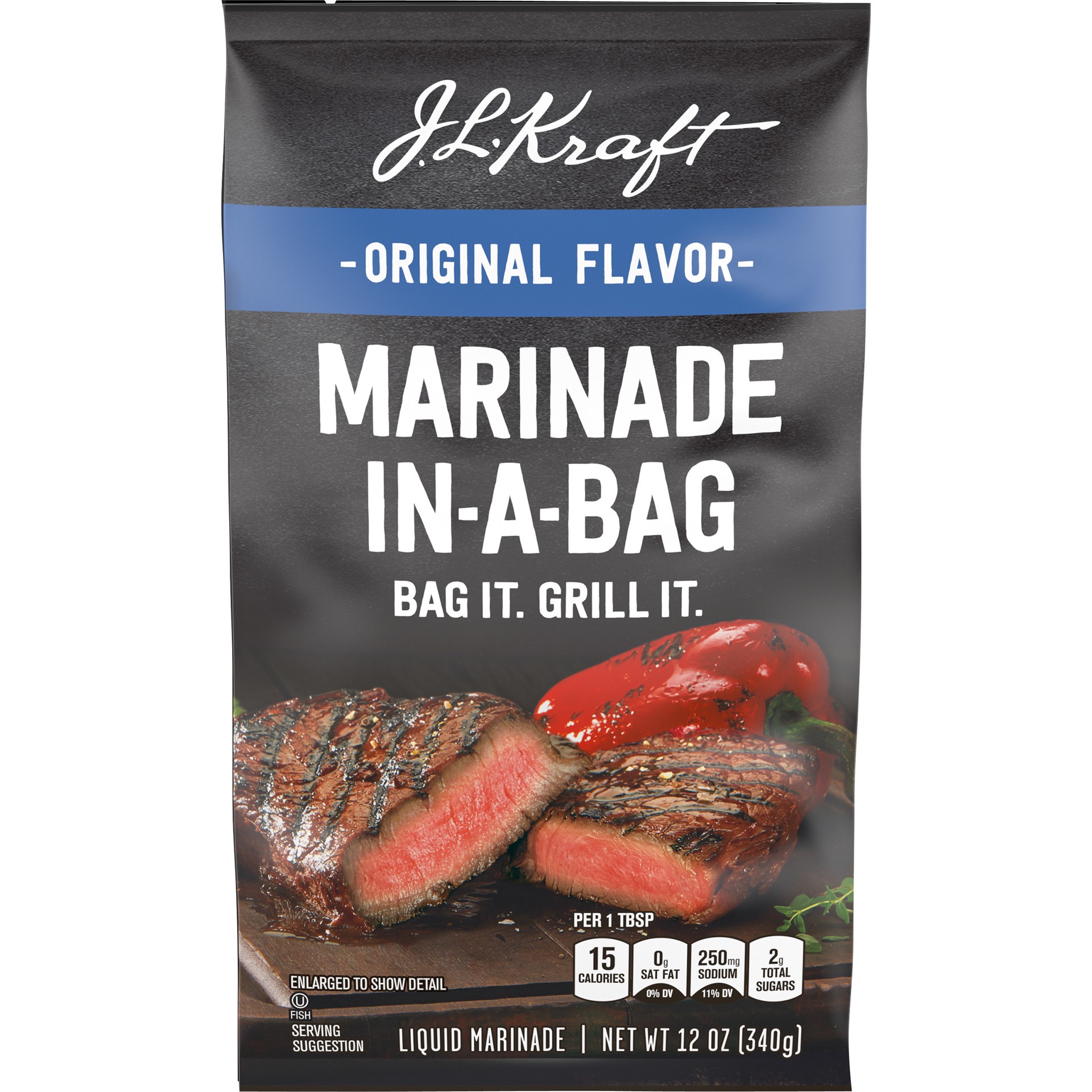 slide 1 of 9, Kraft J.L. Kraft Marinade-In-A-Bag Original Flavor Liquid Marinade, 12 oz Bag, 12 oz
