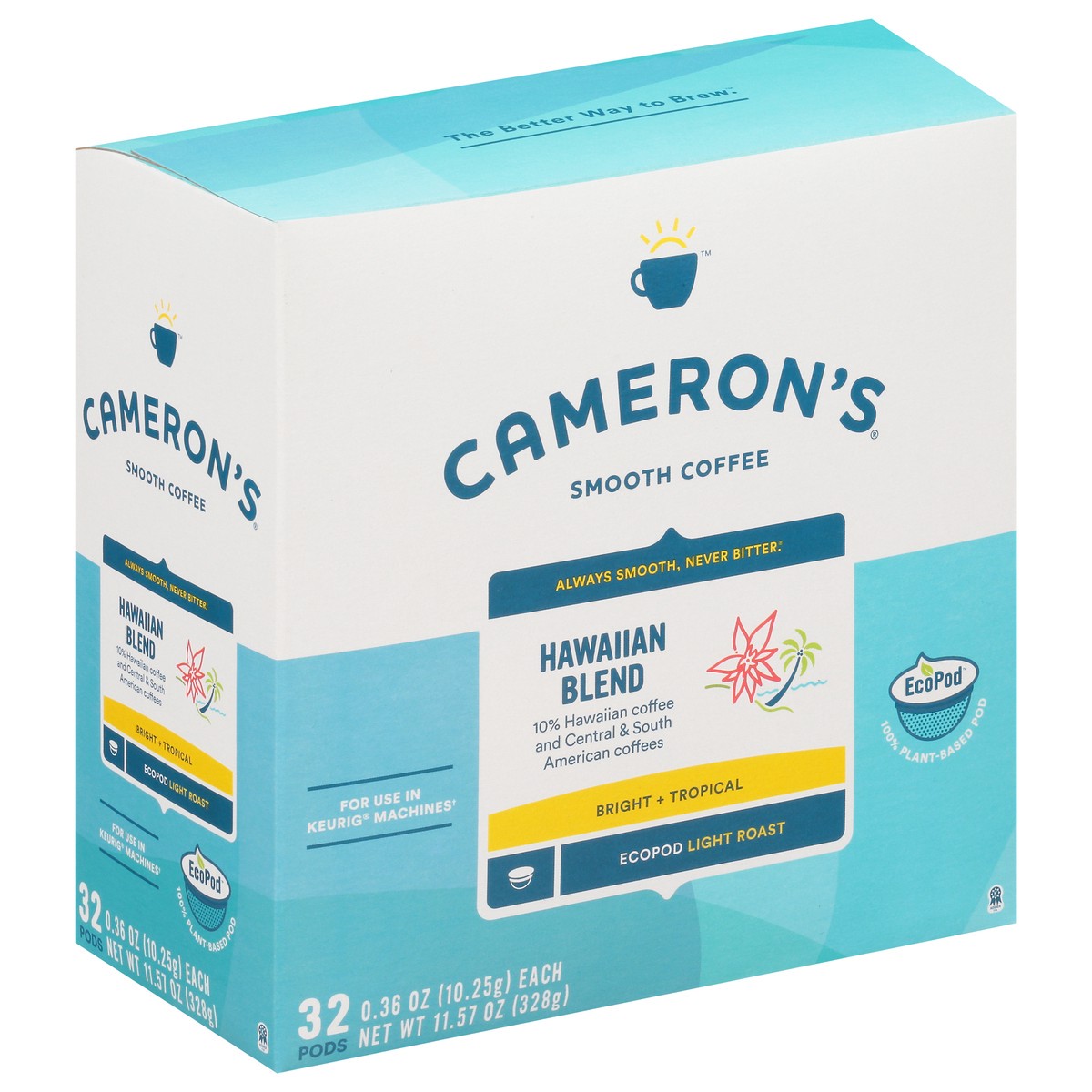 slide 2 of 9, Cameron's EcoPod Light Roast Smooth Hawaiian Blend Coffee 32 - 0.36 oz Pods, 11.57 oz