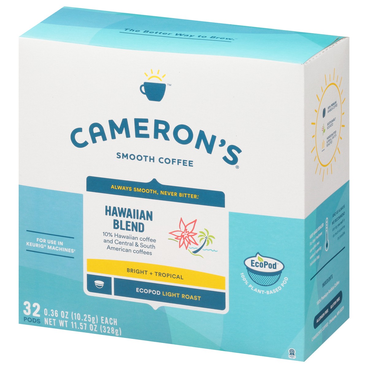 slide 3 of 9, Cameron's EcoPod Light Roast Smooth Hawaiian Blend Coffee 32 - 0.36 oz Pods, 11.57 oz