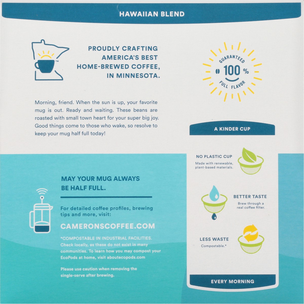 slide 4 of 9, Cameron's EcoPod Light Roast Smooth Hawaiian Blend Coffee 32 - 0.36 oz Pods, 11.57 oz