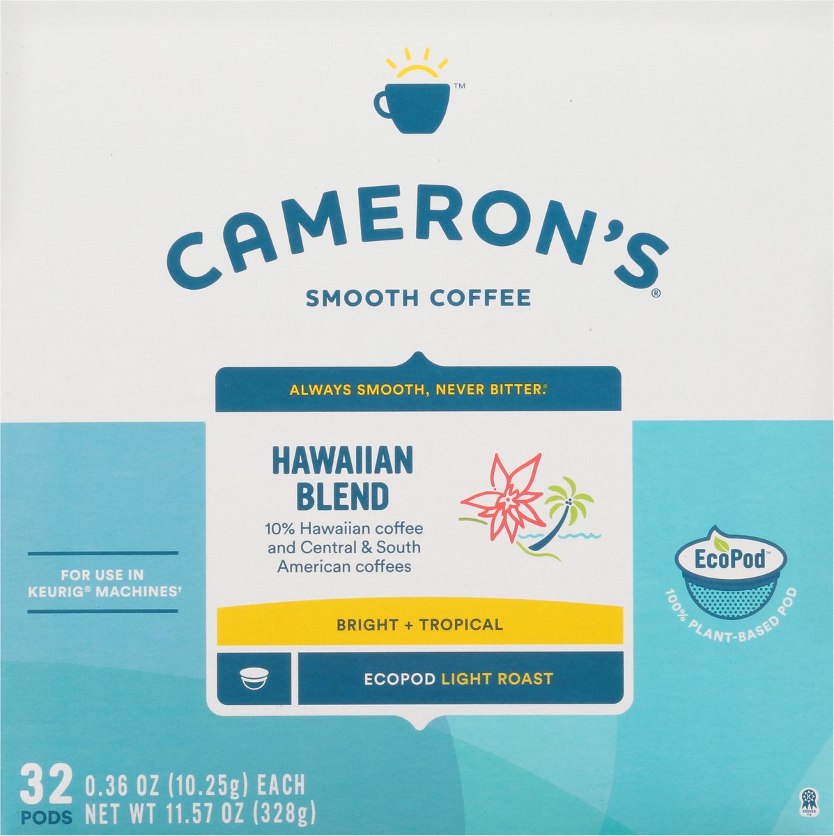 slide 7 of 9, Cameron's EcoPod Light Roast Smooth Hawaiian Blend Coffee 32 - 0.36 oz Pods, 11.57 oz