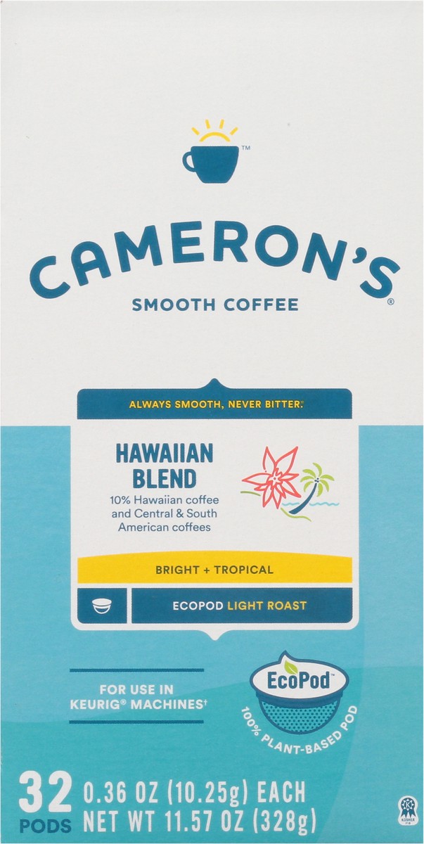 slide 6 of 9, Cameron's EcoPod Light Roast Smooth Hawaiian Blend Coffee 32 - 0.36 oz Pods, 11.57 oz