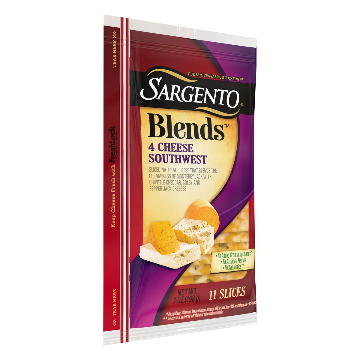 slide 3 of 9, Sargento Blends 4 Cheese Southwest Sliced Cheese 7 oz. Pack, 7 oz