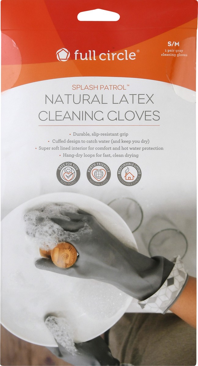 slide 4 of 9, Full Circle Splash Patrol Size S/M Natural Latex Cleaning Gloves 1 ea, 1 ct