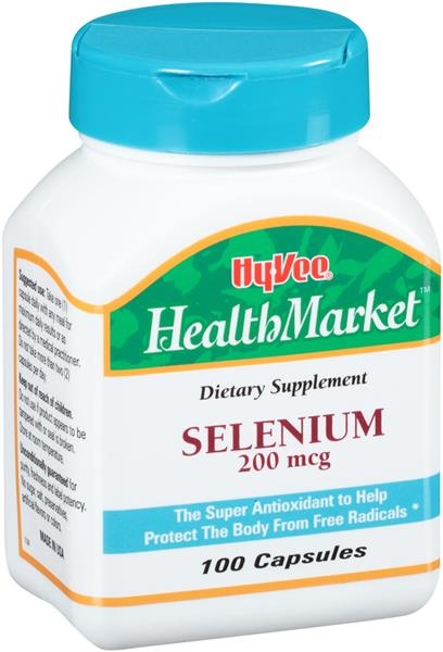 slide 1 of 1, Hy-Vee HealthMarket Selenium Dietary Supplement 200Mcg Capsules, 100 ct