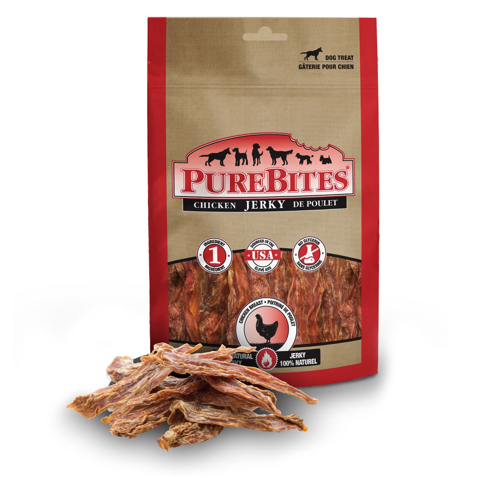 slide 1 of 1, PureBites Gently Air Dried Chicken Jerky Dog Treats 321g | 1 Ingredient | Made in Canada, 321 g