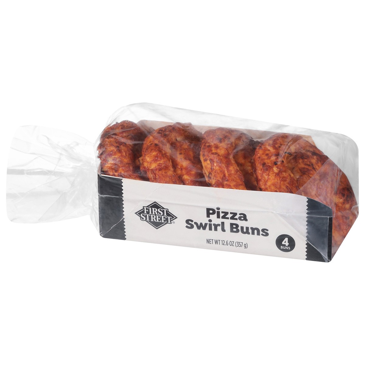 slide 5 of 14, First Street Pizza Swirl Buns 4 Ct, 12.6 oz