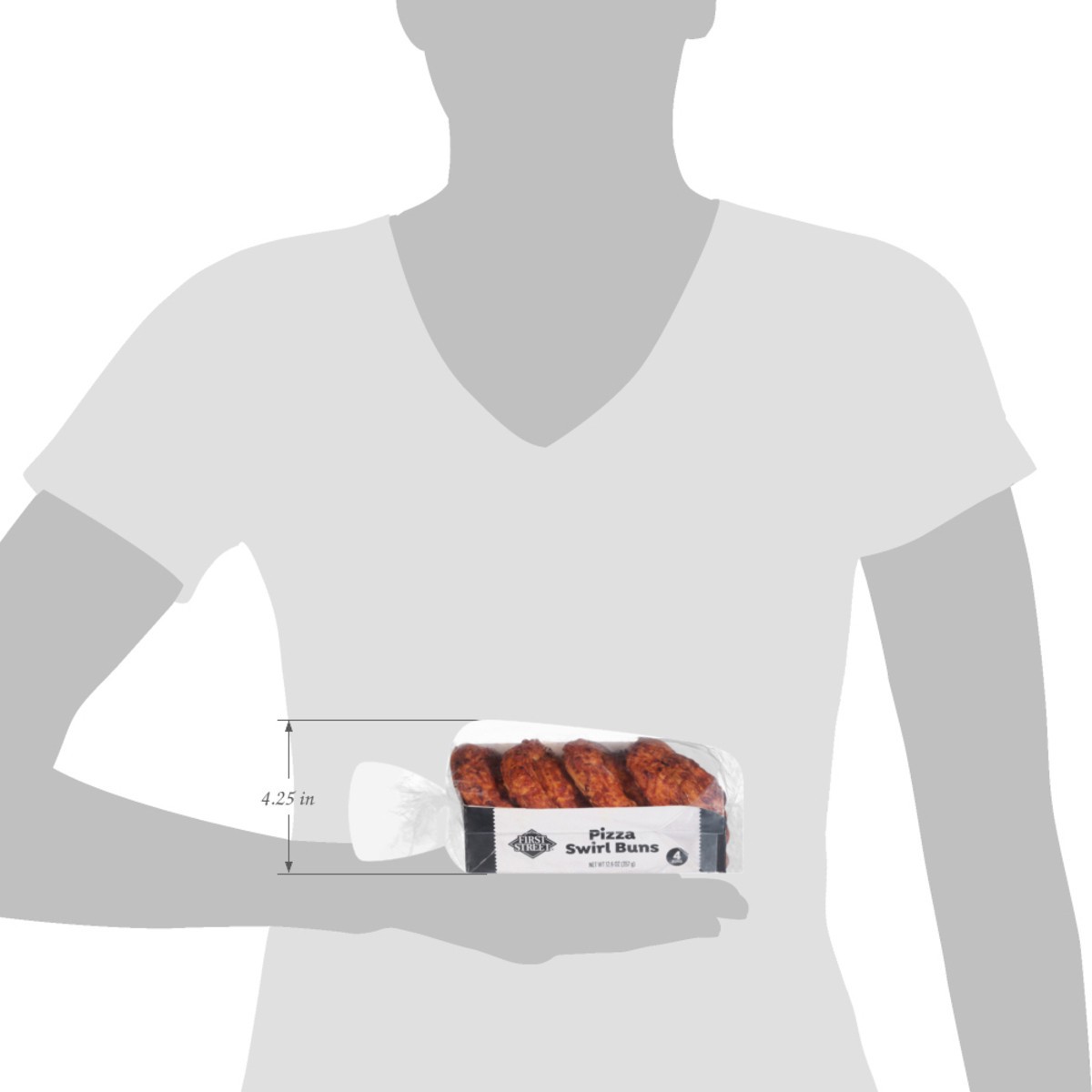 slide 9 of 14, First Street Pizza Swirl Buns 4 Ct, 12.6 oz